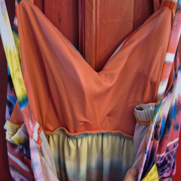Maurice's Size 3 XL Plus Sun Dress Tie Dye Stripes Strappy Flattering Boho EUC - Picture 5 of 5